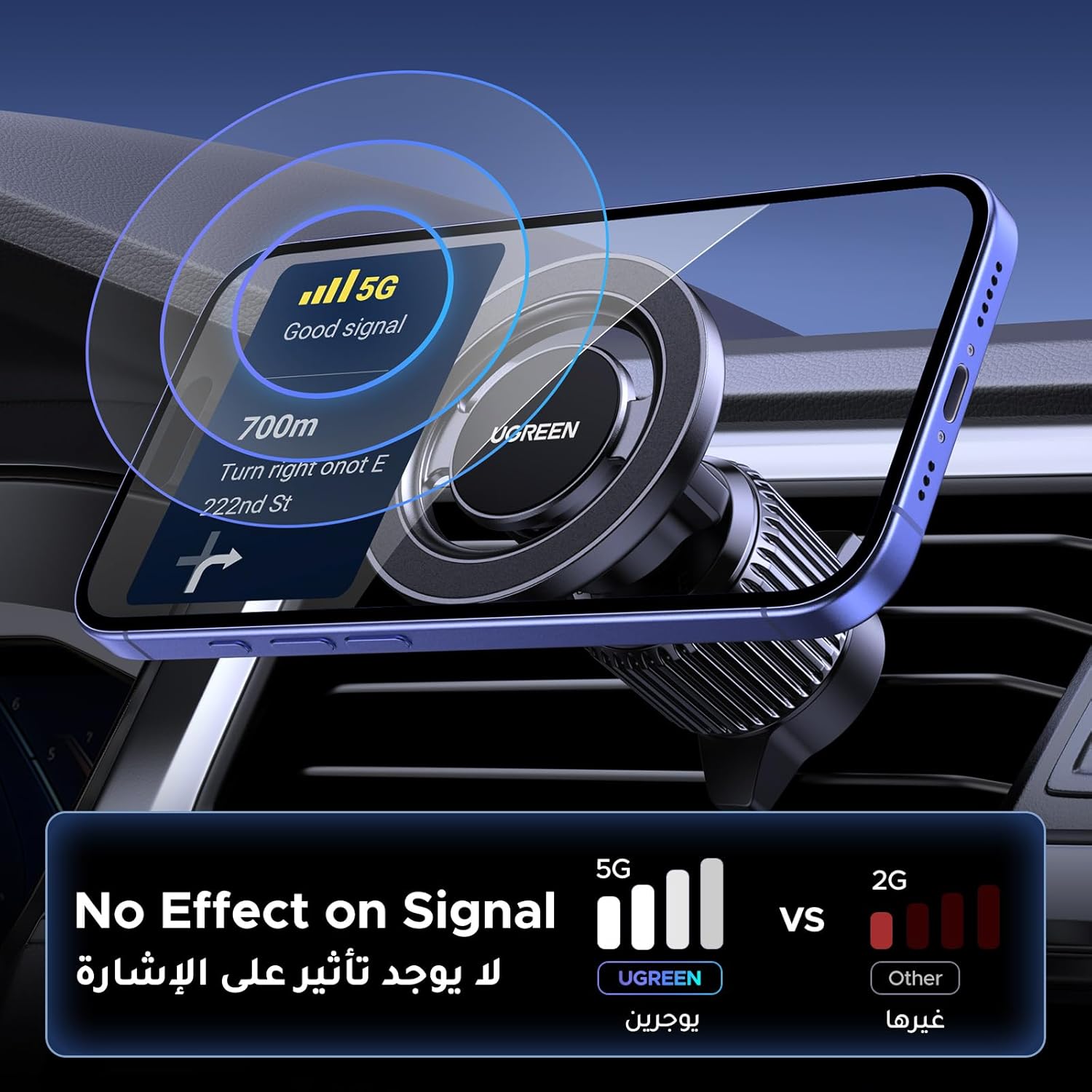 حامل هاتف السيارة المغناطيسي MagSafe من UGREEN، (دوران 360 درجة فائق الثبات)، قفل تلقائي بيد واحدة، لا يحجب ملحقات حامل الهاتف المحمول، مناسب لهاتف iPhone 17/16/15، وSamsung S25/24/23/Z Flip - الصورة 7