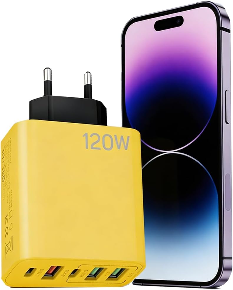 شاحن سريع 120 واط بأربعة منافذ 2 x نوع c 2 x usb a ن