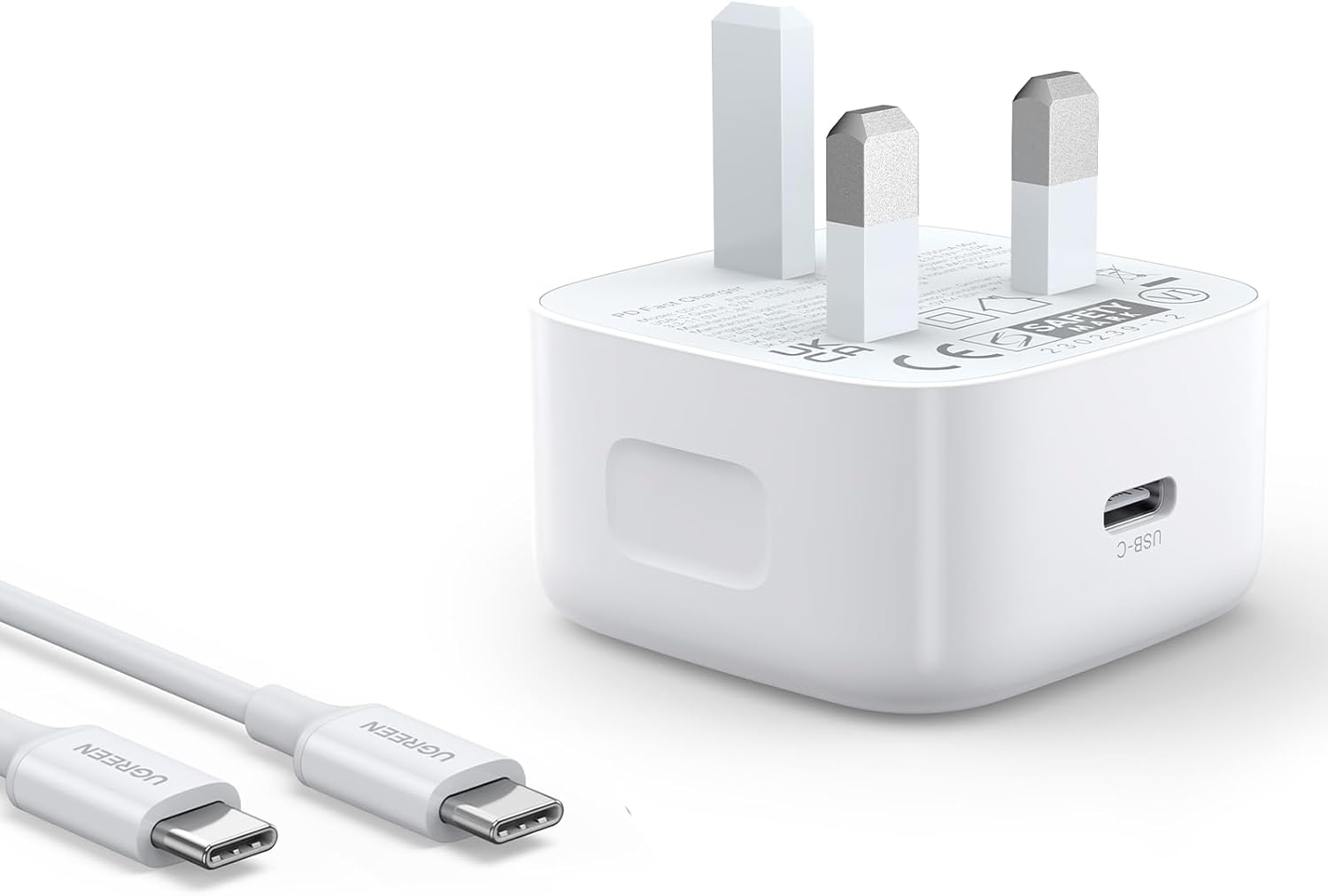 شاحن من يوجرين بمنفذ USB متوافق مع آيفون 16 برو و15 و14 و13، بمنفذ واحد، 20 واط، مع شحن سريع وحماية متعددة وتصميم مدمج