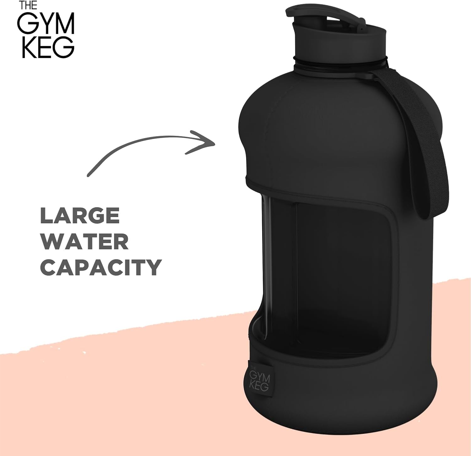 زجاجة مياه رياضية من The Gym Keg سعة 2.2 لتر مع غلاف معزول، زجاجة قابلة لإعادة الاستخدام مع مقبض حمل سعة 2 لتر للياقة البدنية والرياضة واليوجا صديقة للبيئة وخالية من مادة BPA - الصورة 3