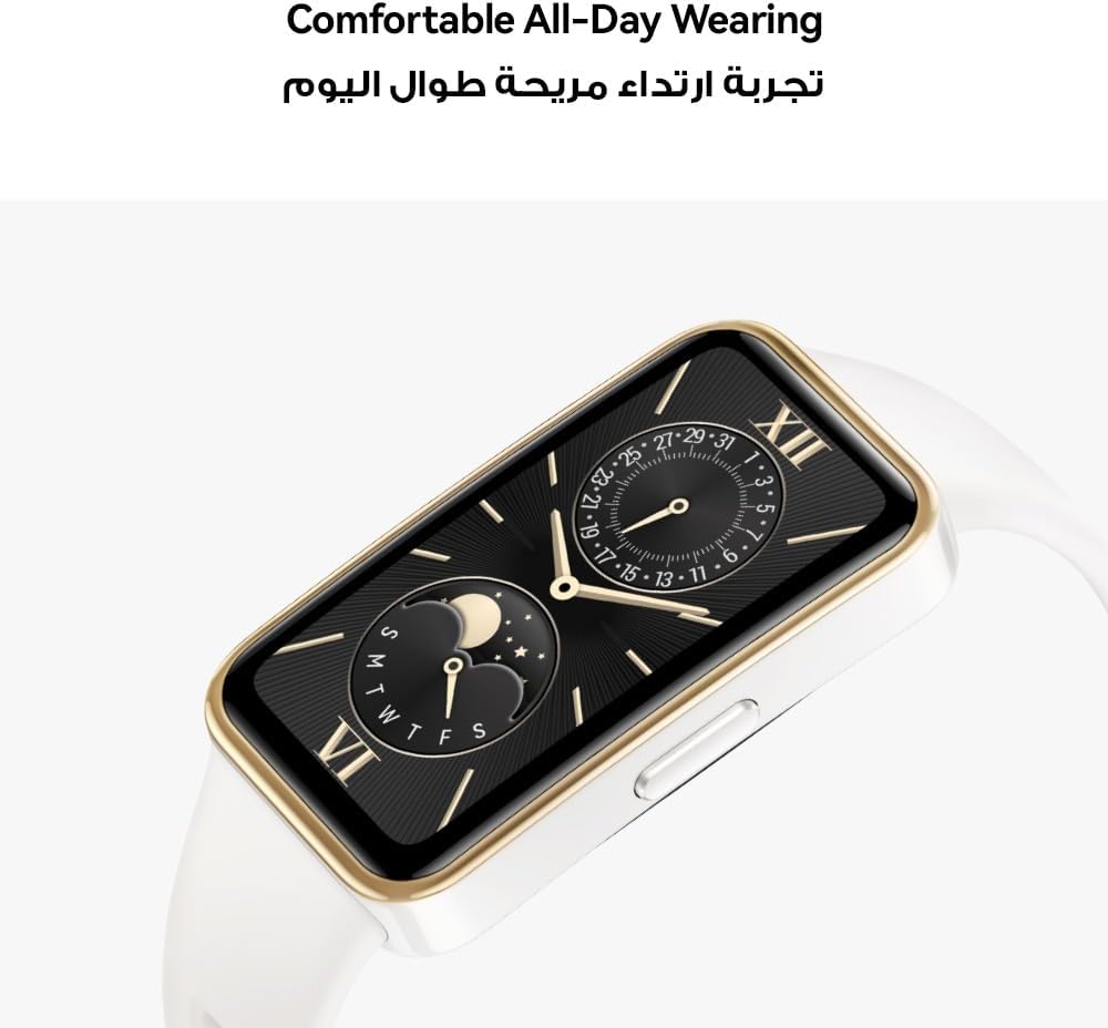 ساعة هواوي باند 9 الذكية، مريحة للارتداء طوال اليوم، تتبع النوم القائم على العلم، شحن سريع وبطارية متينة، تعديلات ذكية للسطوع، 100 وضع للتمرين، iOS وأندرويد، أصفر - الصورة 3