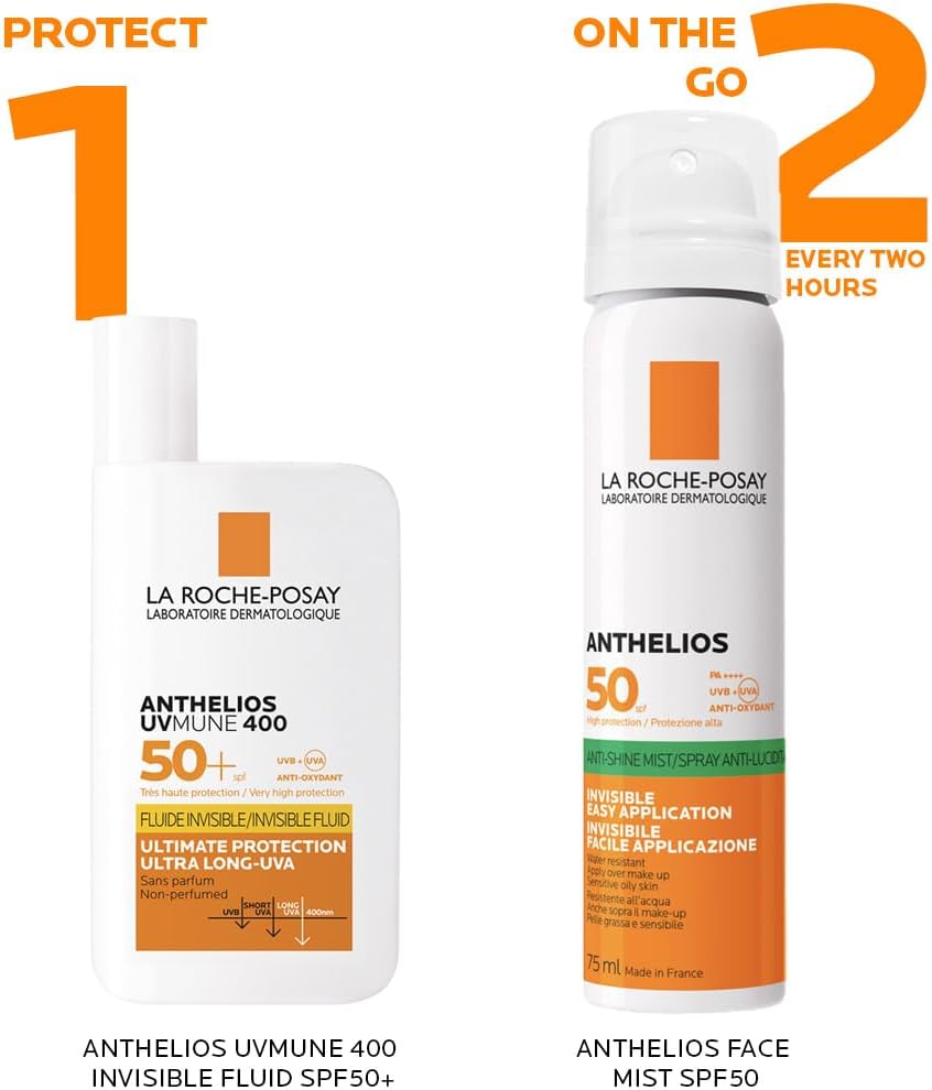 La Roche-Posay Anthelios UVMune 400 Anti-Shine Fresh Mist واقي من الشمس SPF 50+ للرجال / النساء؛ كريم الوقاية من الشمس الذي تم اختباره من قبل أطباء الجلد لجميع أنواع البشرة، 75 مل - الصورة 4