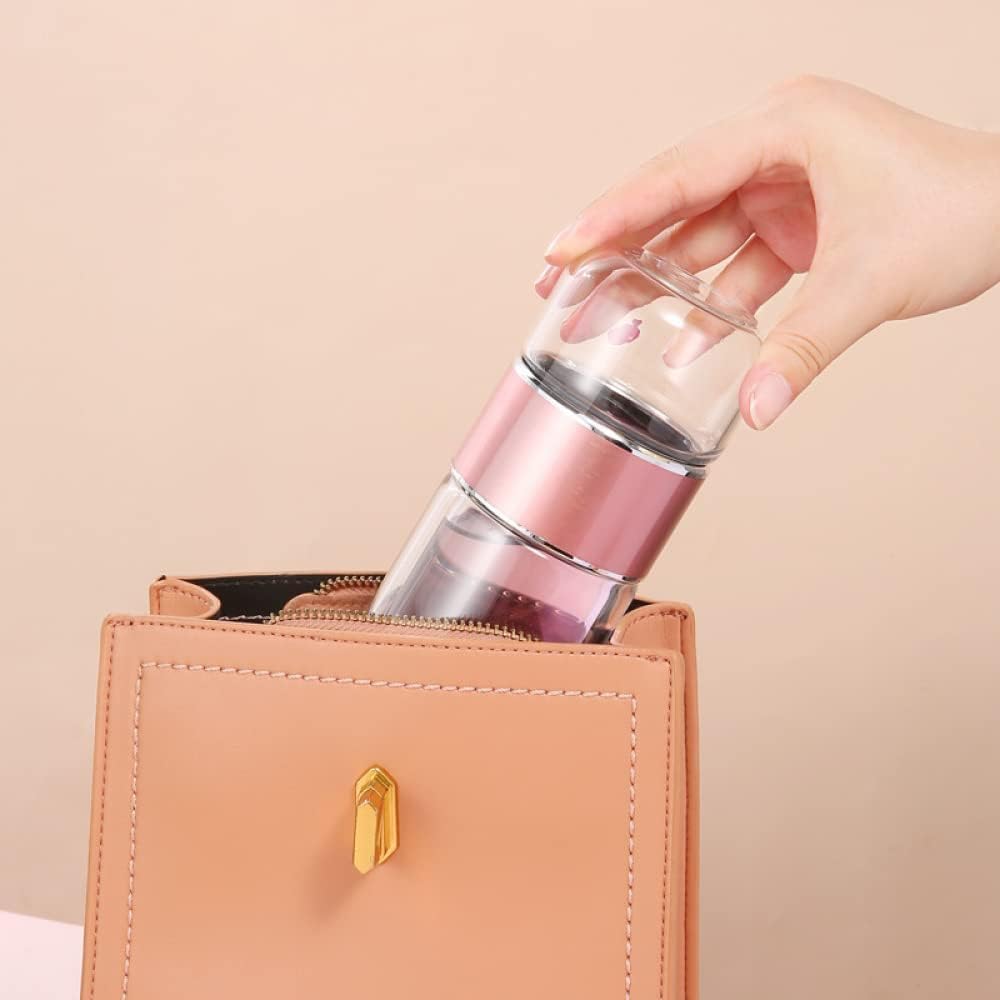 X Spring Tea Infuser Bottle Glass، زجاجة مياه زجاجية مزدوجة الجدار سعة 350 مل مع فلتر من الفولاذ المقاوم للصدأ، كوب سفر محمول مانع للتسرب للمشروبات الساخنة والباردة لعشاق شرب القهوة والشاي - الصورة 3
