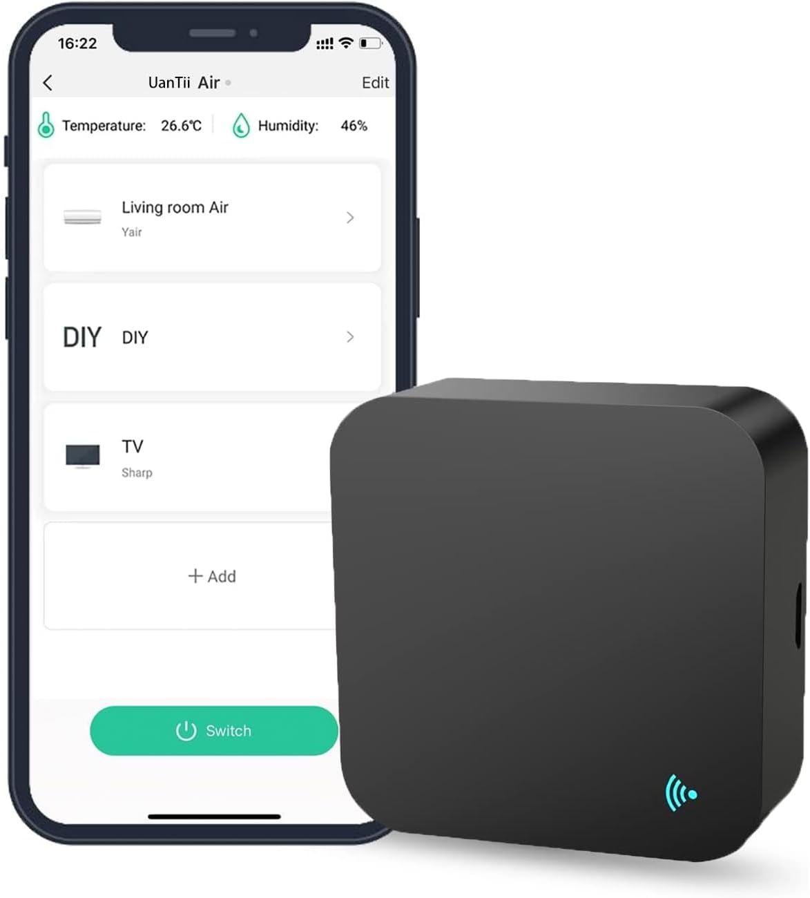 جهاز تحكم uantii smart wifi ir العالمي مع مستشعر درجة ا