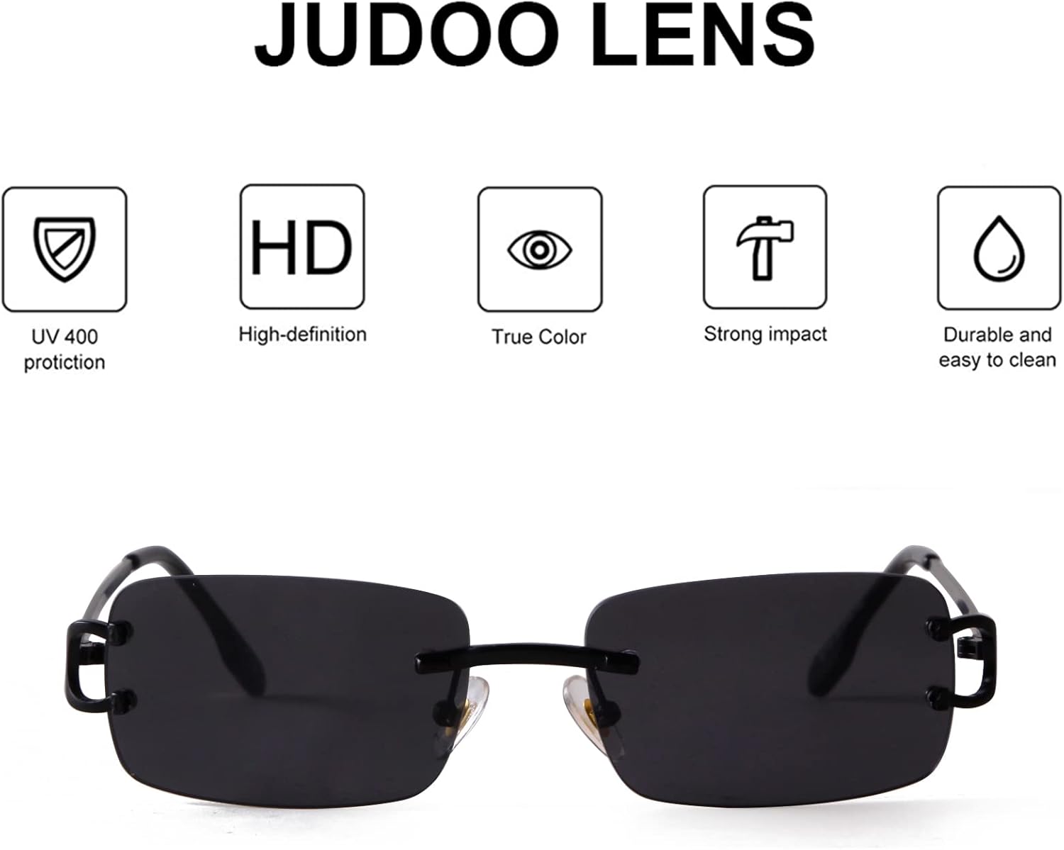 نظارات شمسية مستطيلة بدون إطار من JUDOO للرجال والنساء، نظارات عصرية بعدسات ملونة بدون إطار - الصورة 5