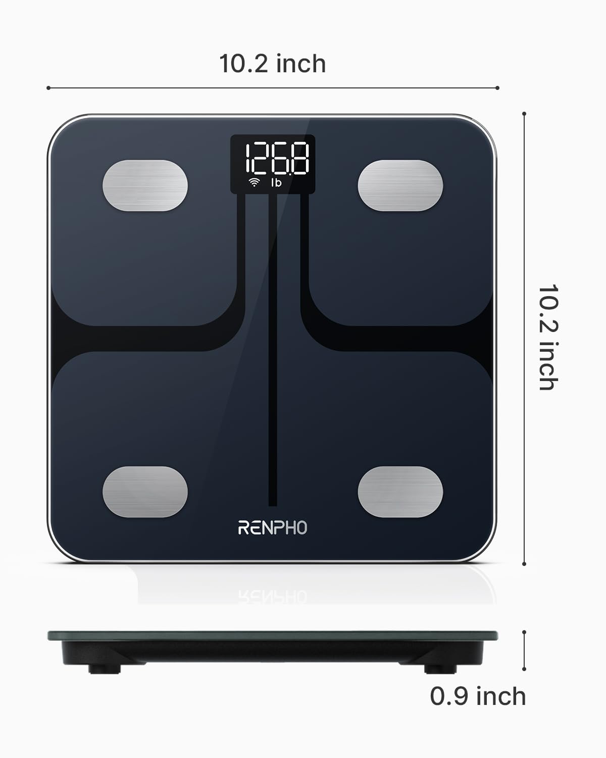 مقياس RENPHO Wi-Fi Bluetooth الذكي الرقمي لوزن الحمام مؤشر كتلة الجسم لقياس الدهون في الجسم يتتبع 13 مقياسًا، تحليل تكوين الجسم اللاسلكي ومراقبة الصحة مع شاشة LED مضاءة - Elis Aspire - الصورة 8