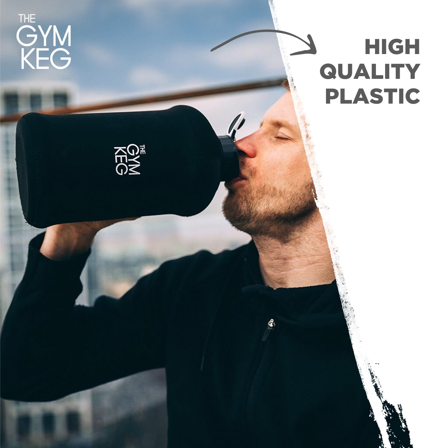 زجاجة مياه رياضية من The Gym Keg سعة 2.2 لتر مع غلاف معزول، زجاجة قابلة لإعادة الاستخدام مع مقبض حمل سعة 2 لتر للياقة البدنية والرياضة واليوجا صديقة للبيئة وخالية من مادة BPA - الصورة 5
