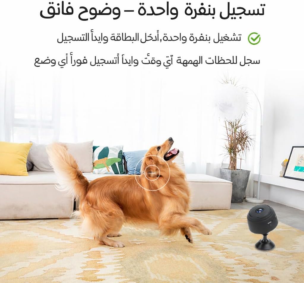 كاميرا مراقبة واي فاي صغيرة، كاميرا مراقبة لاسلكية بدقة 720 بكسل عالية الدقة مع قاعدة مغناطيسية، كشف الحركة الذكي، المراقبة عن بعد - الصورة 2