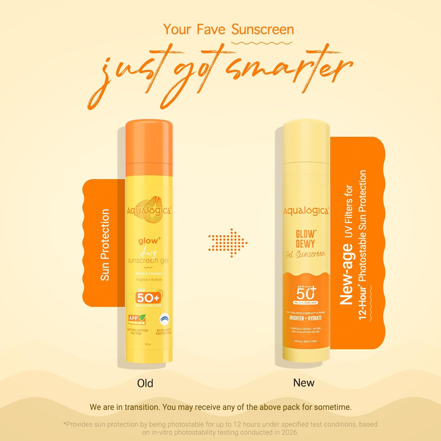 كريم الوقاية من الشمس Aqualogica Glow+ Dewy مع فيتامين C وحمض الهيالورونيك ومستخلص البابايا | عامل حماية من الشمس 50 PA++++، حماية واسعة النطاق من الأشعة فوق البنفسجية فئة A وB، تفتيح، ترطيب، خفيف الوزن ولا يحتوي على حماية من الزهر الأبيض، 50 جم - الصورة 3