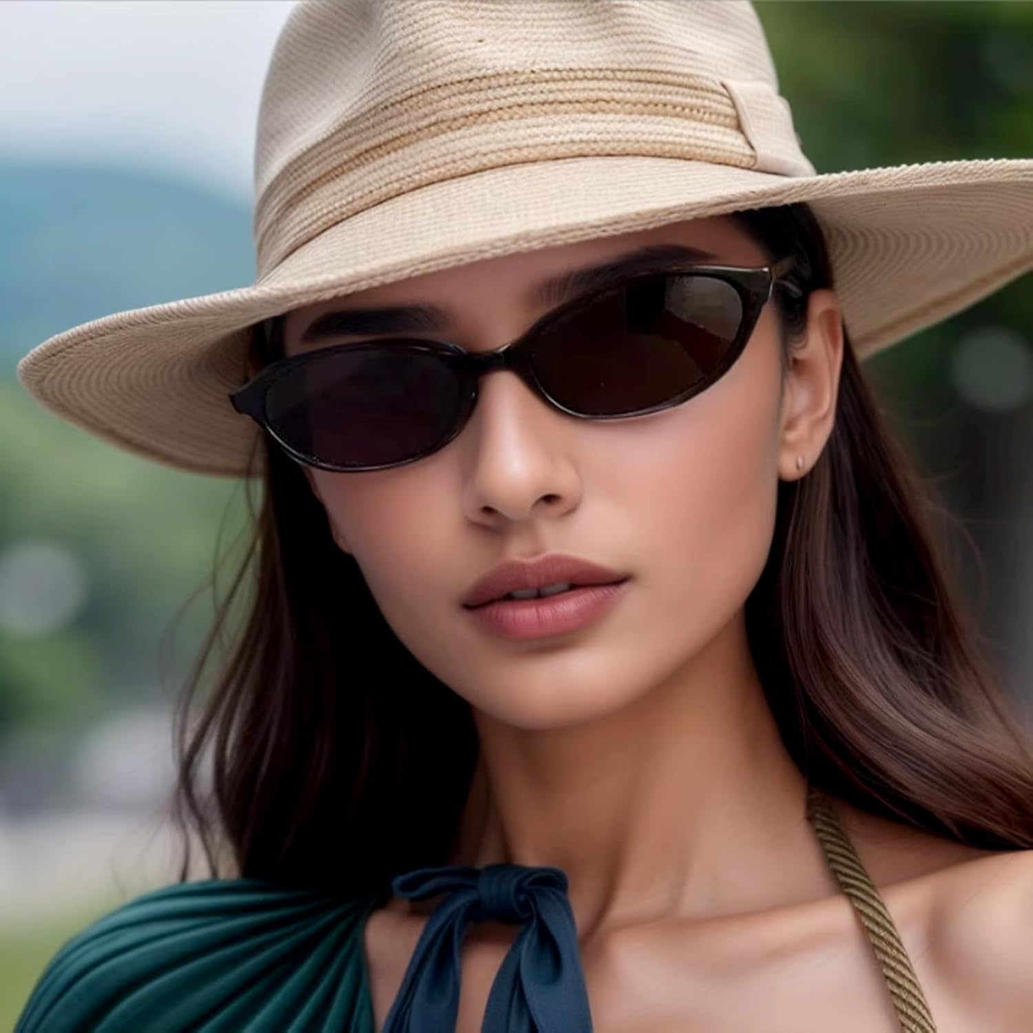مجموعة من 3 نظارات شمسية بيضاوية كلاسيكية، مجموعة نظارات شمسية صغيرة على شكل عين القطة من Azonee من التسعينيات للنساء، إطارات ضيقة عصرية، نظارات أنيقة خفيفة الوزن للسفر والارتداء اليومي (أسود + برتقالي + ليوبارد) - الصورة 2