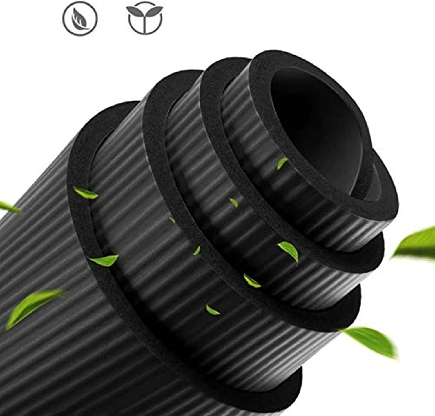 SKEIDO سجادة يوجا مقاومة للانزلاق بسمك 10 مم NBR للتمارين الرياضية المنزلية -183*61 سم-أسود - الصورة 2