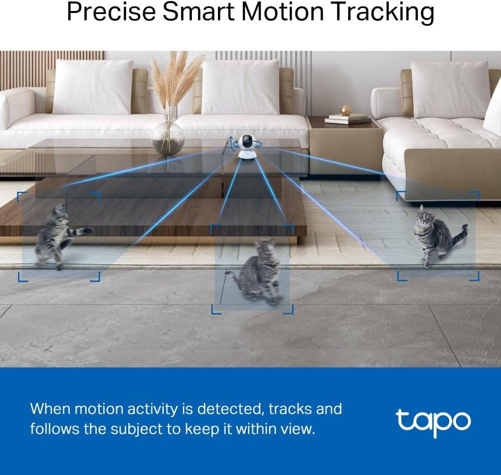 كاميرا مراقبة داخلية Tapo 2K 4MP C220 WiFi، كشف الأشخاص، صوت ثنائي الاتجاه، متوافق مع Alexa وGoogle Assistant، للأطفال/الحيوانات الأليفة - الصورة 8