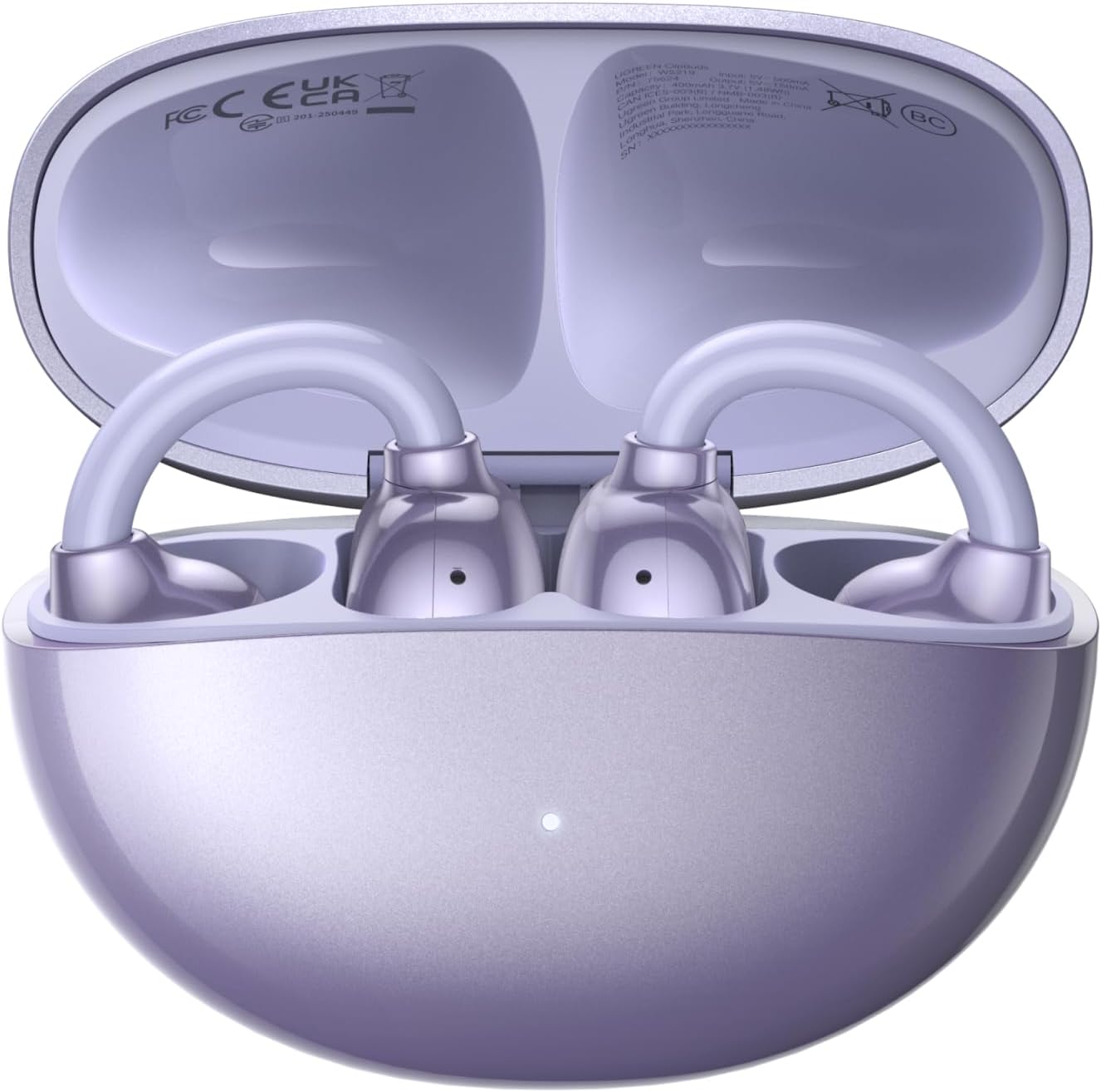 سماعات أذن UGREEN ClipBuds، سماعات رأس لاسلكية مفتوحة الأذن مع 4 ميكروفونات واضحة للمكالمات، وقت تشغيل 30 ساعة، مشبك على بلوتوث 6.0، تحكم في التطبيق واللمس، مقاومة للماء IPX5 مناسبة لهاتف S26 Ultra (أرجواني)