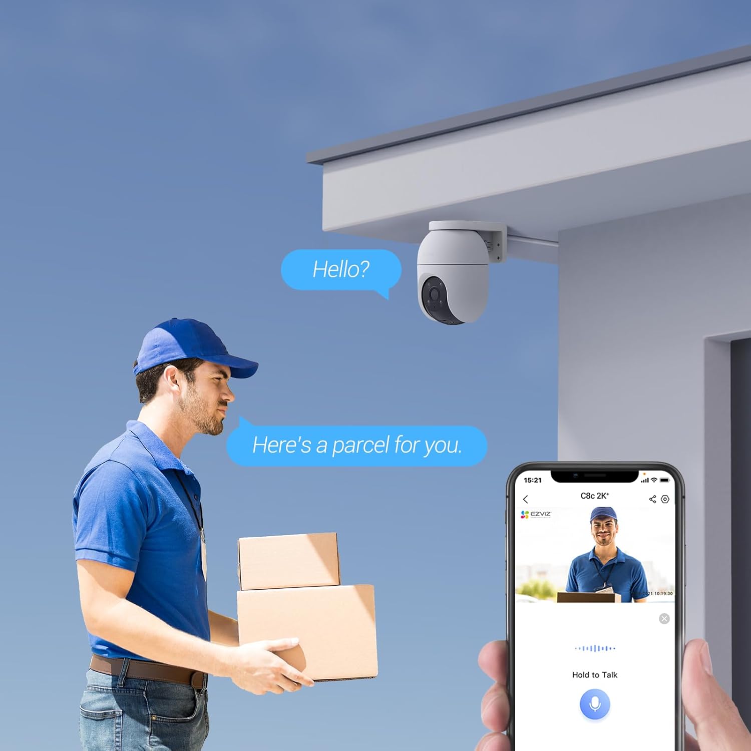 كاميرا أمان EZVIZ C8C، كاميرا WiFi خارجية بدقة 4 ميجابكسل 2K+، كاميرا CCTV للمنزل بتغطية 360 درجة، اكتشاف شكل الإنسان/المركبة، تتبع التكبير التلقائي، رؤية ليلية ملونة، مقاومة للطقس، التحدث في اتجاهين - الصورة 8