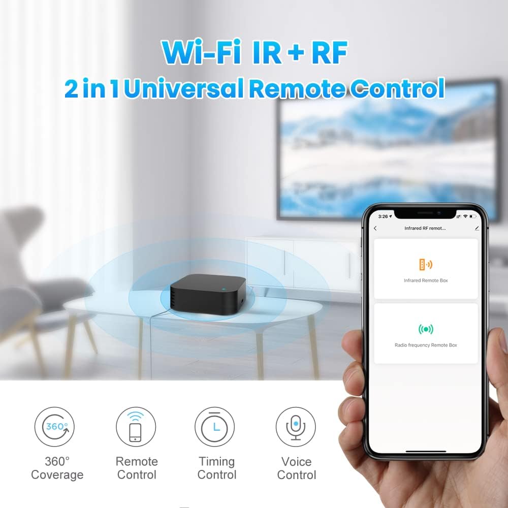 وحدة تحكم عن بعد عالمية UanTii Smart WiFi IR RF لأجهزة IR RF 433/315، تعمل مع تطبيق Amazon Alexa/Google Home/Siri/Tuya Smart - الصورة 3