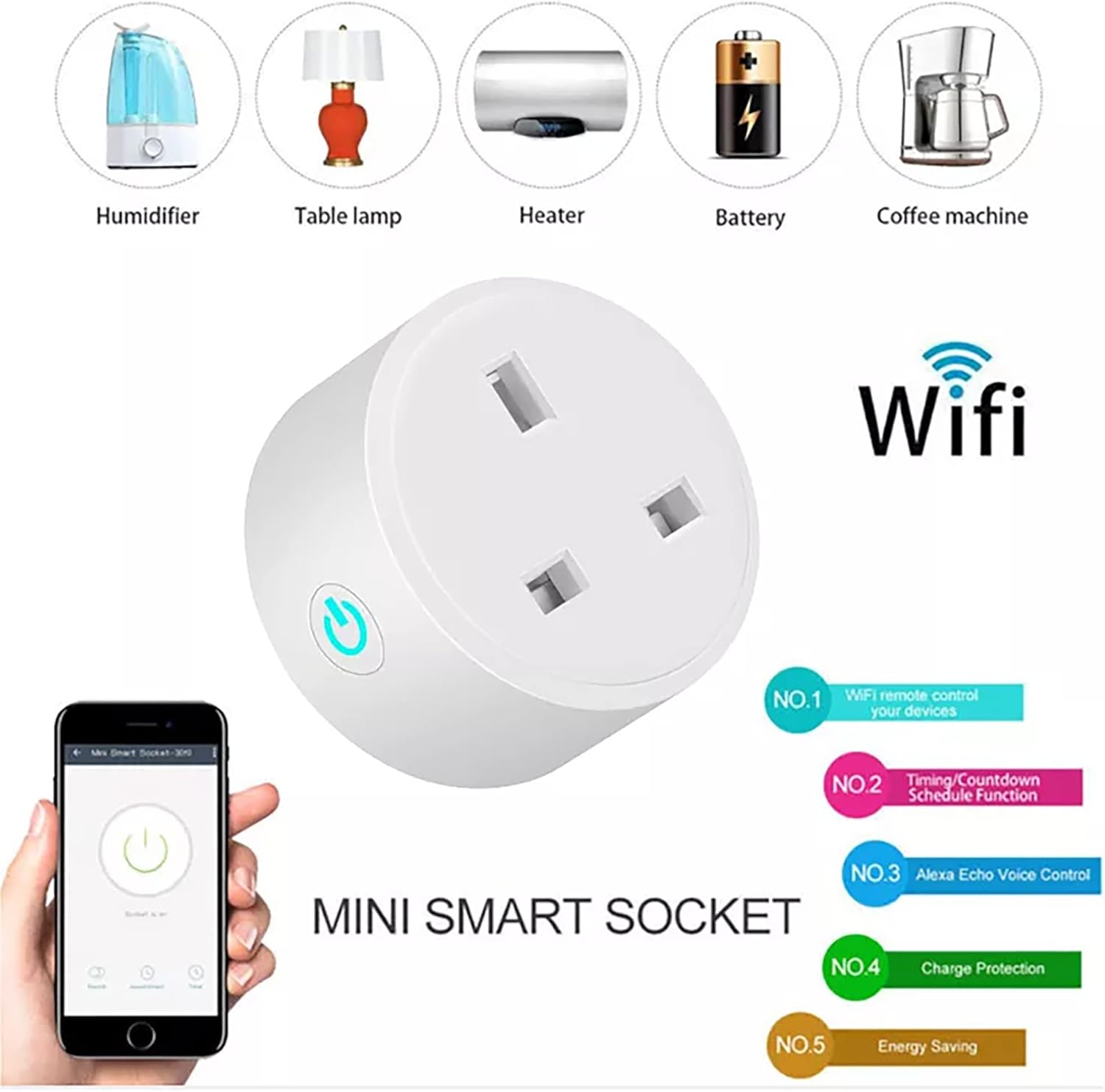 قابس واي فاي ذكي من JKT مع مراقبة الطاقة، تحكم صوتي متوافق مع Alexa وGoogle Home، جهاز تحكم عن بعد لجميع الأجهزة المنزلية، قابس كهربائي ذكي مع مؤقت وتحكم في التطبيق، 16 أمبير - (عبوتان) - الصورة 7