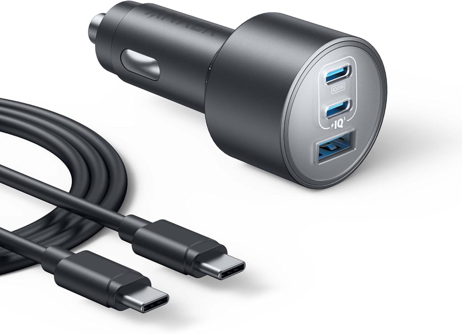 شاحن سيارة Anker، محول شاحن سيارة 167.5 واط بحد أقصى 3 منافذ، محول سيارة USB-C لأجهزة MacBook Pro/Air، iPhone 17/16/15 Series، Samsung S25/S24/S23، Huawei، Honor والمزيد (يتضمن كابل USB-C إلى C)