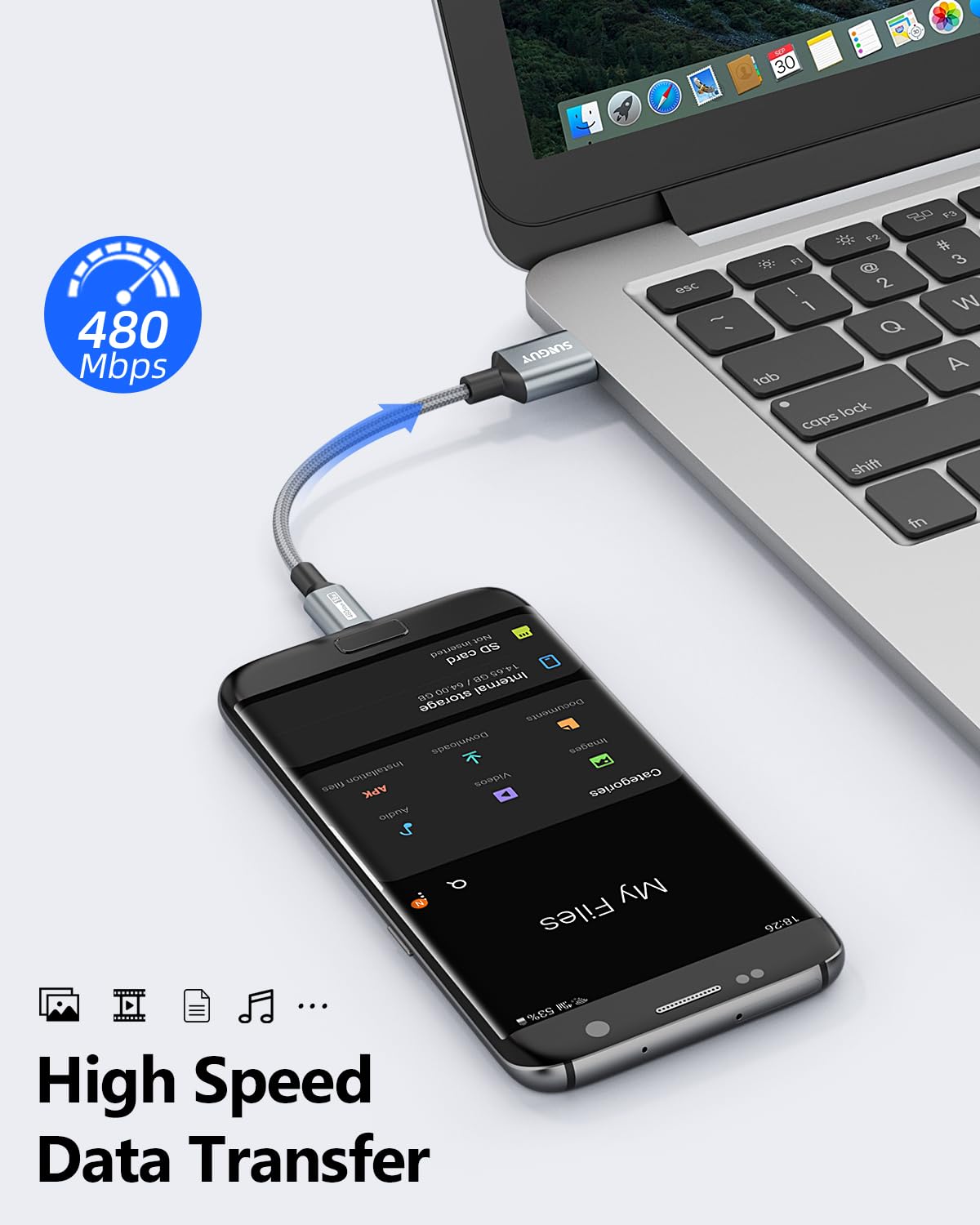 كابلات USB صغيرة قصيرة مقاس 6 بوصات من SUNGUY، 3 قطع شاحن Android بطول 0.5 قدم، سلك بيانات شحن سريع متوافق مع Galaxy S6 S7 Edge، محطة شحن، عصا التلفزيون، PS4، Chromecast، هاتف Android - الصورة 5