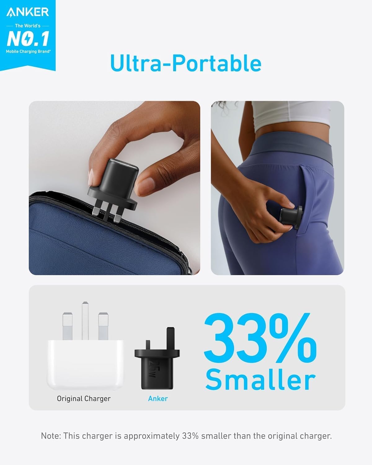 Anker 25W USB C Plug، يدعم PPS الشحن السريع لهاتف Samsung Galaxy S25/S24/Z Fold/Z Flip/Tab، لهاتف iPhone 16/15 (يتضمن كابل USB C بطول 5 أقدام) (أسود) - الصورة 3