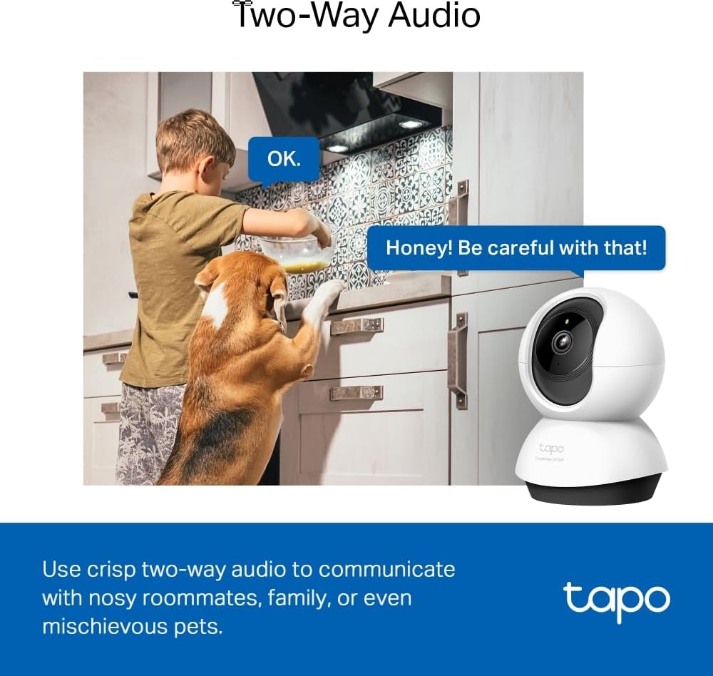 كاميرا مراقبة داخلية Tapo 2K 4MP C220 WiFi، كشف الأشخاص، صوت ثنائي الاتجاه، متوافق مع Alexa وGoogle Assistant، للأطفال/الحيوانات الأليفة - الصورة 7