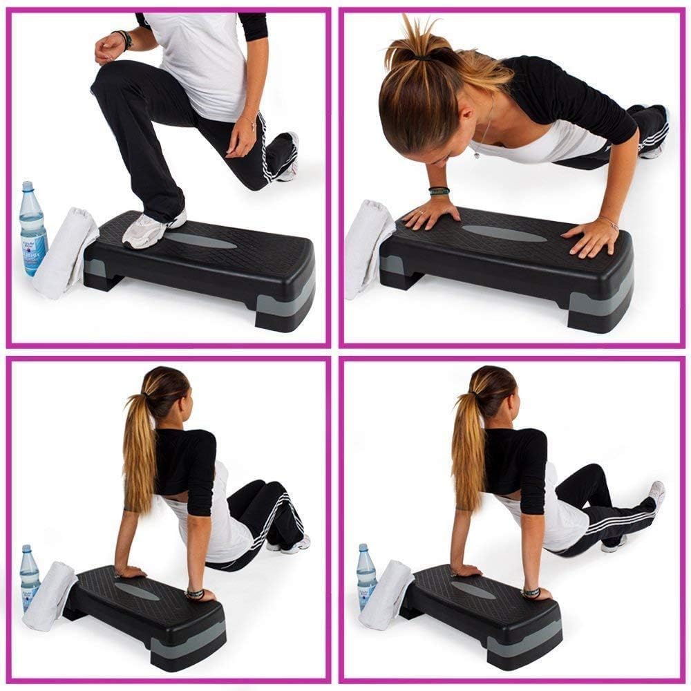 YelaJoy Fitness Aerobic Step، منصة تمرينات هوائية، منصة خطوات رياضية قابلة للتعديل، منصة تمارين لياقة بدنية قابلة للتعديل، منصة تمرينات ستيبر للرياضة، هدية للياقة البدنية - الصورة 5