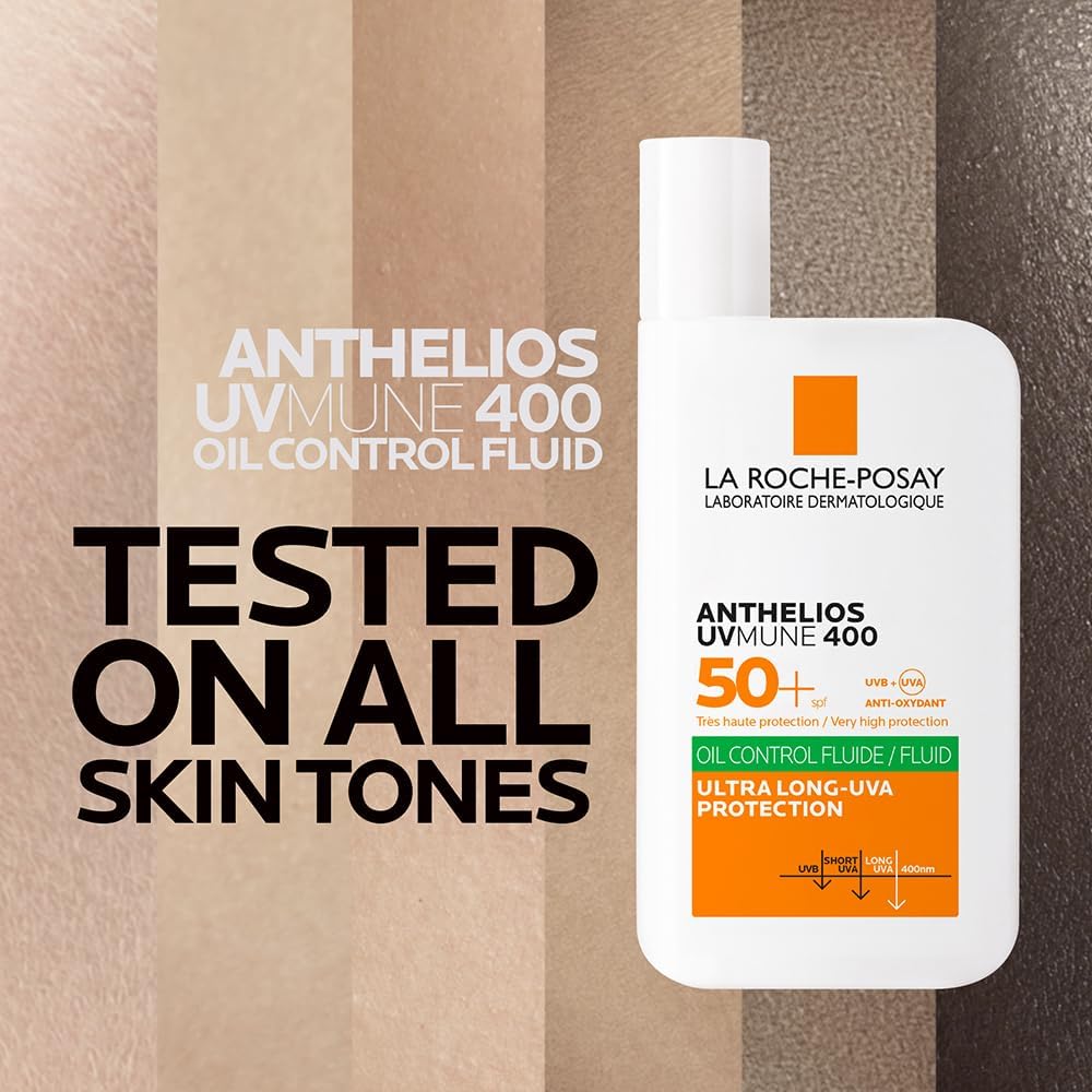 La Roche-Posay Anthelios UVMune 400 واقي شمسي سائل للتحكم في الزيت بعامل حماية من الشمس 50+ للرجال/النساء؛ كريم الوقاية من الشمس الذي تم اختباره من قبل أطباء الجلدية للبشرة الدهنية الحساسة، 50 مل - الصورة 4