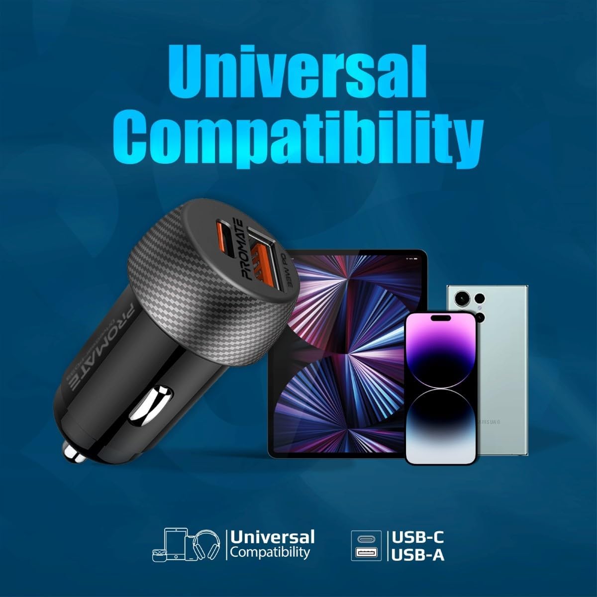 شاحن سيارة بروميت USB-C™، محول سيارة مزدوج المنفذ صغير الحجم للغاية مع منفذ توصيل طاقة USB Type-C™ فائق السرعة بقدرة 33 وات ومنفذ USB Qualcomm QC 3.0 عالي السرعة بقدرة 18 وات، DriveGear-PD33 - الصورة 7