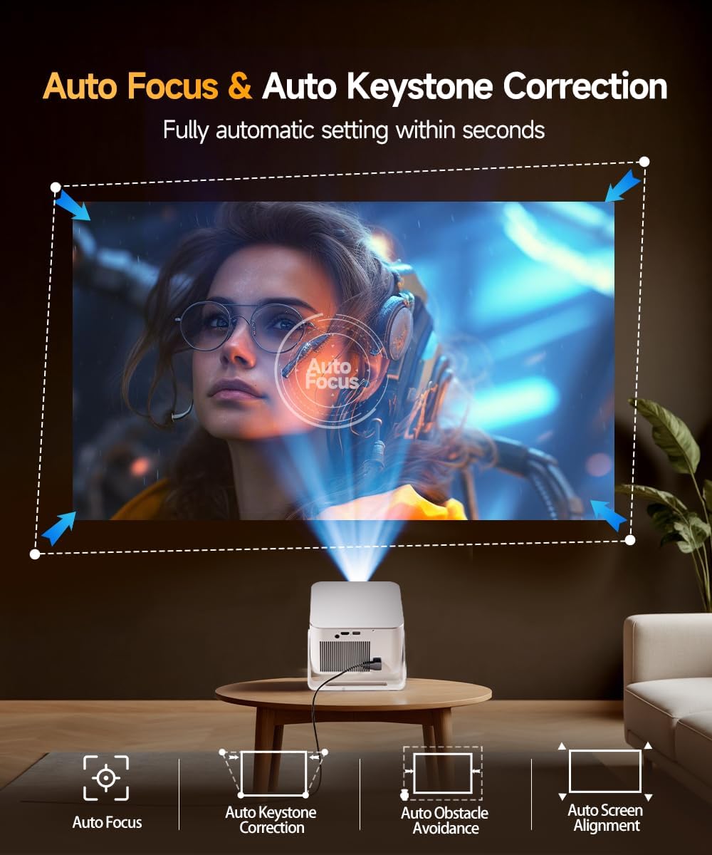 Magcubic Mini Projector with WiFi and Bluetooth, Native 1080P Projector | 600ANSI, Auto Focus & Vertical Keystone, 15W Speaker Smart Proyector for Movie Home Outdoor - الصورة 4