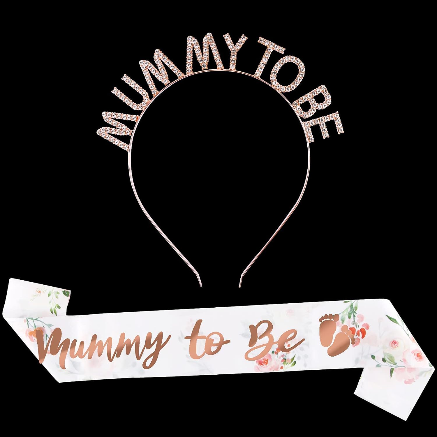 وشاح وتاج مزينان بعبارة «Mummy to Be» من حجر الراين لحفلات السبوع، اكسسوارات هدايا الحفلات، مستلزمات الحفلات - الصورة 7