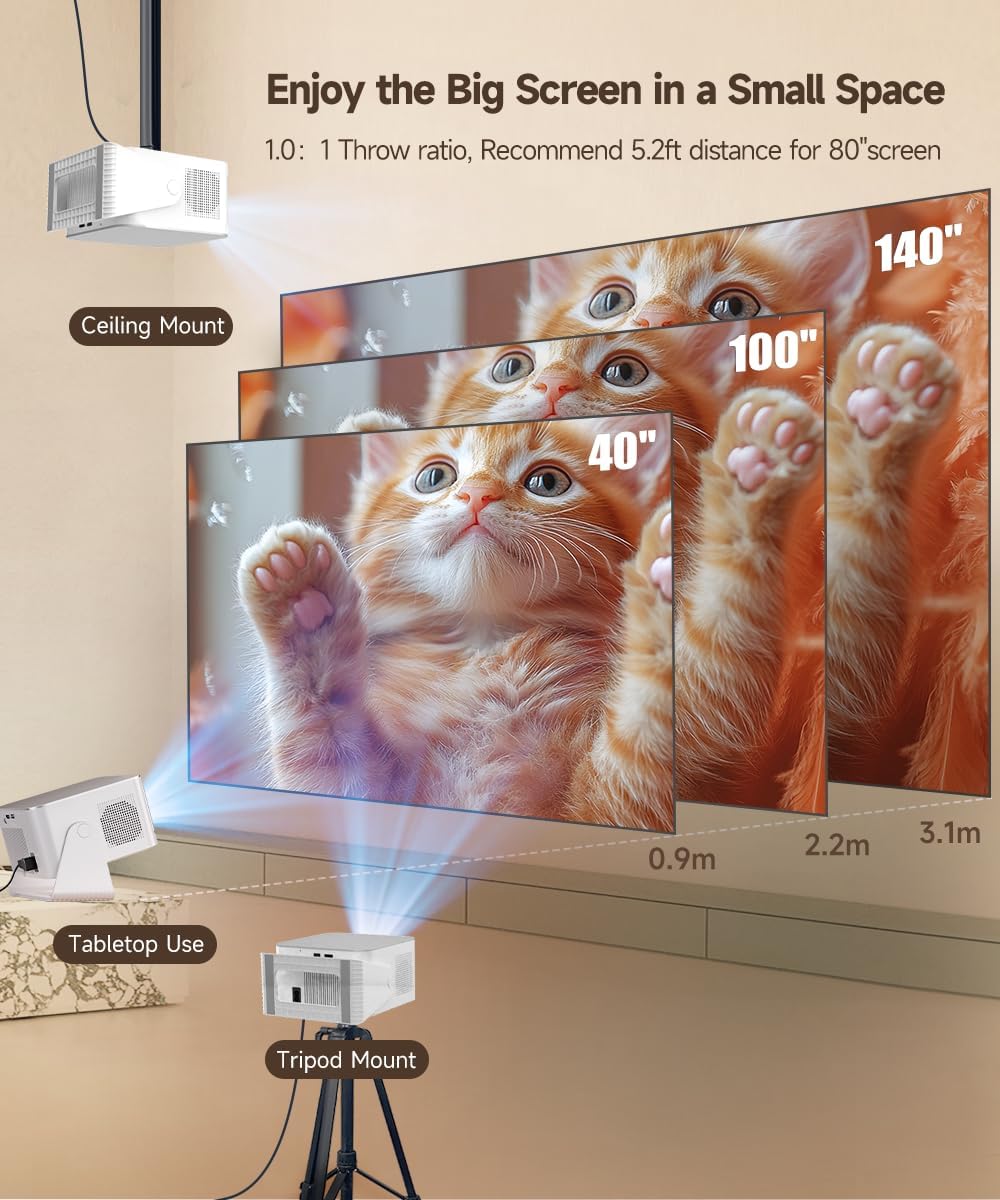 Magcubic Mini Projector with WiFi and Bluetooth, Native 1080P Projector | 600ANSI, Auto Focus & Vertical Keystone, 15W Speaker Smart Proyector for Movie Home Outdoor - الصورة 6