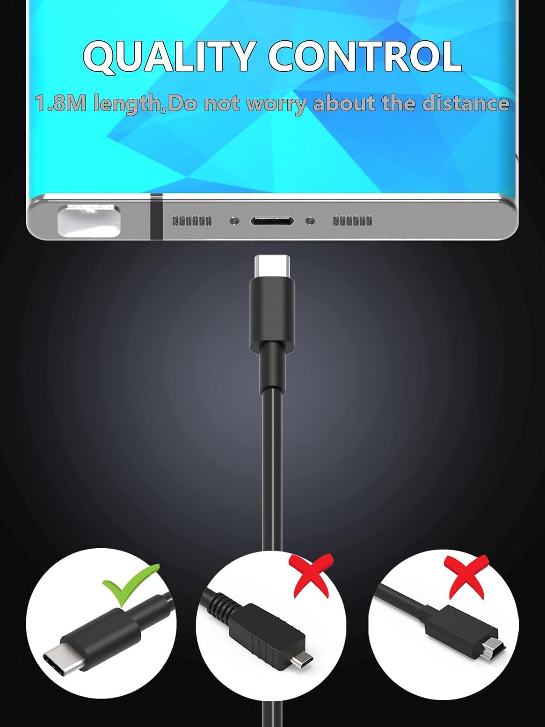 شاحن فائق السرعة متوافق مع سامسونج، 45 وات USB C لهاتف Galaxy S25 Ultra S25 S24 S23/S23+/S23Ultra S22/S22+/S22Ultra S21/S21+/S21Ultra S20 A33،A72،A71،A53،A52،A51، مع كابل 1.8 متر - الصورة 7