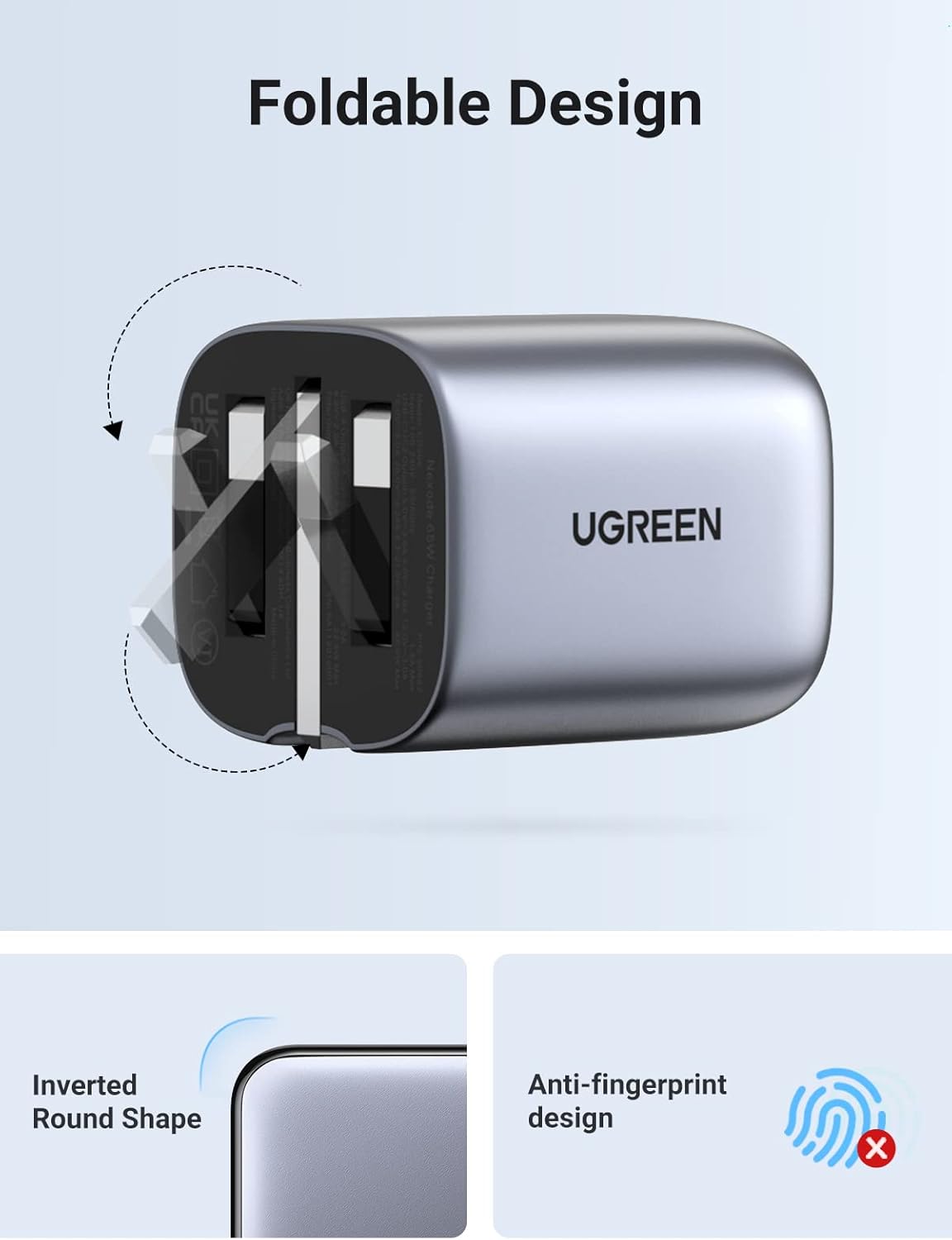 شاحن USB Nexode بقدرة 65 واط من UGREEN مع كابل 1.5 متر 100 واط من النوع C، وقابس شحن سريع بـ 3 منافذ GaN مع رأس شحن جداري قابل للطي لهاتف iPhone 17 Pro Max، متوافق مع أجهزة MacBook وiPad وLeveno وGalaxy S25 Ultra - الصورة 6