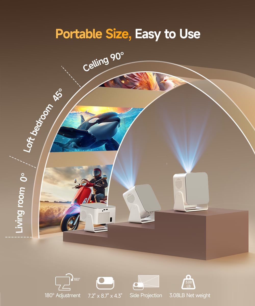 Magcubic Mini Projector with WiFi and Bluetooth, Native 1080P Projector | 600ANSI, Auto Focus & Vertical Keystone, 15W Speaker Smart Proyector for Movie Home Outdoor - الصورة 5