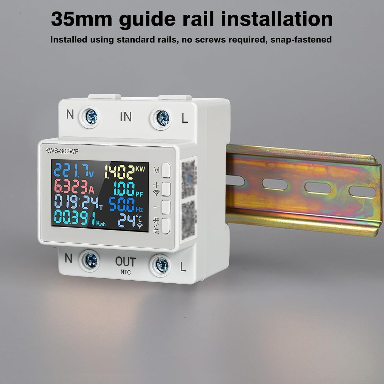 عداد كهرباء رقمي من Aputue، جهاز مراقبة طاقة WiFi AC170-300V 63A مع تحكم ذكي في التطبيقات، عداد استهلاك الطاقة 8 في 1 لتتبع كهرباء المنزل والمكتب - الصورة 8