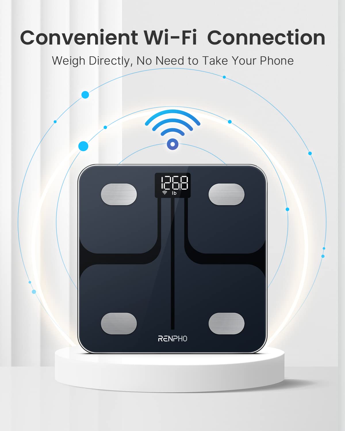 مقياس RENPHO Wi-Fi Bluetooth الذكي الرقمي لوزن الحمام مؤشر كتلة الجسم لقياس الدهون في الجسم يتتبع 13 مقياسًا، تحليل تكوين الجسم اللاسلكي ومراقبة الصحة مع شاشة LED مضاءة - Elis Aspire - الصورة 6