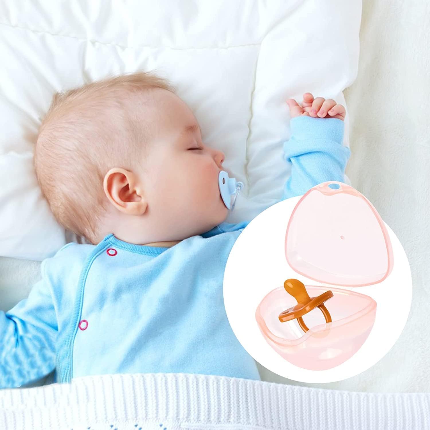 حقيبة X Spring Dummy، 4 قطع من علبة حامل اللهايات الوردية للأطفال، صندوق تخزين اللهايات الآمن الخالي من مادة BPA، صندوق تخزين شفاف للحفاظ على اللهايات نظيفة، ملحقات السفر الأساسية لحقيبة الحفاضات - الصورة 6