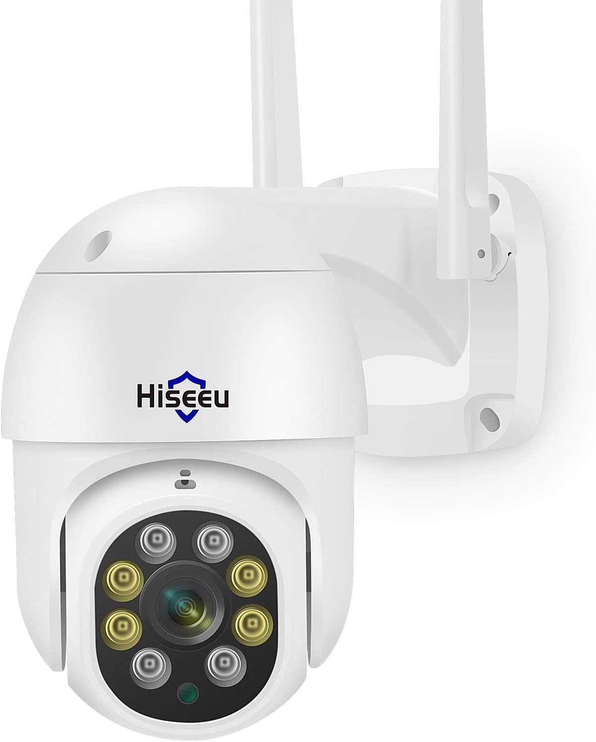 كاميرا Hiseeu 2K 3MP WIFI PTZ في الهواء الطلق، تتبع تلقائي وإنذار ضوئي وضوء كاشف ورؤية ليلية ملونة، عرض 360 درجة، صوت ثنائي الاتجاه، كابل توصيل، نظام كاميرا لاسلكي متوافق
