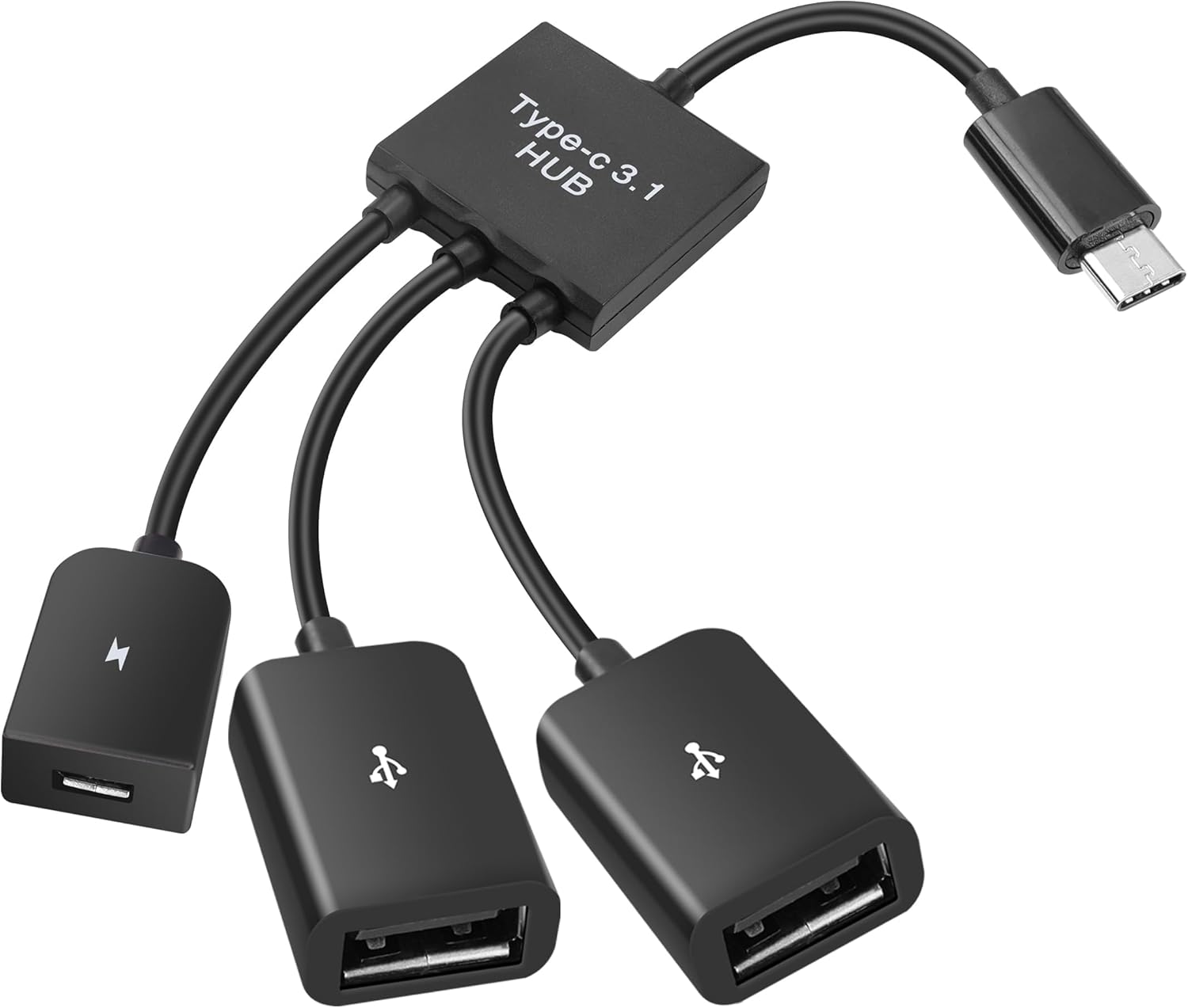 محول X Spring USB OTG، 4 في 1 نوع C ذكر إلى USB ومحول Micro USB OTG، محول أسود متعدد المنافذ لأجهزة Android والتخزين الخارجي