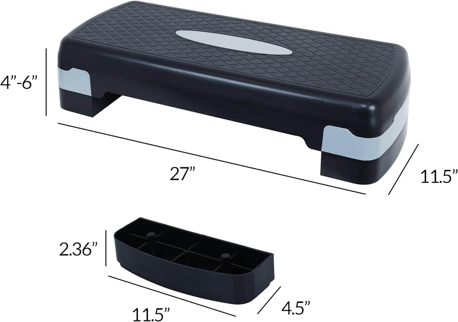 YelaJoy Fitness Aerobic Step، منصة تمرينات هوائية، منصة خطوات رياضية قابلة للتعديل، منصة تمارين لياقة بدنية قابلة للتعديل، منصة تمرينات ستيبر للرياضة، هدية للياقة البدنية - الصورة 2