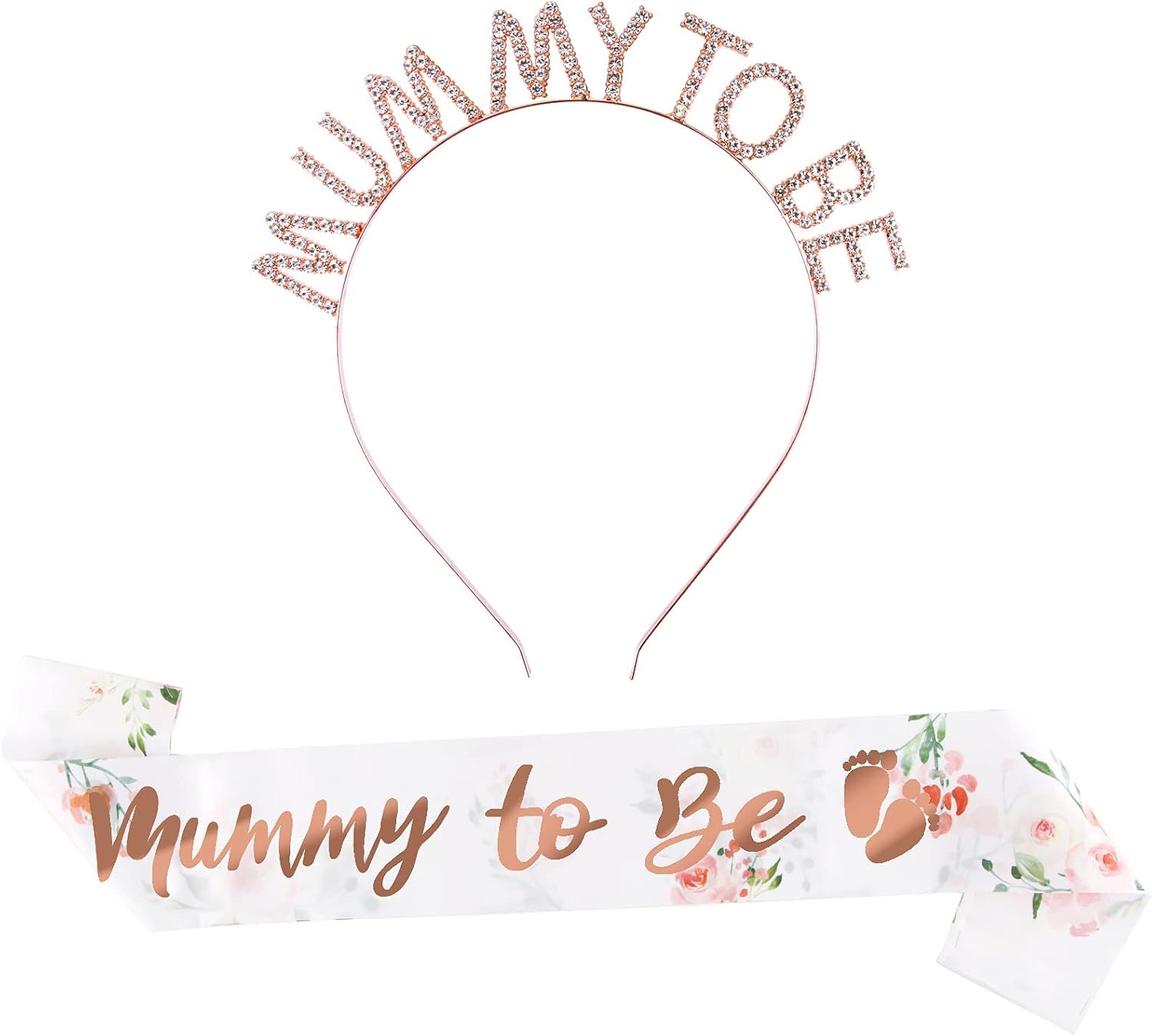 وشاح وتاج مزينان بعبارة «Mummy to Be» من حجر الراين لحفلات السبوع، اكسسوارات هدايا الحفلات، مستلزمات الحفلات