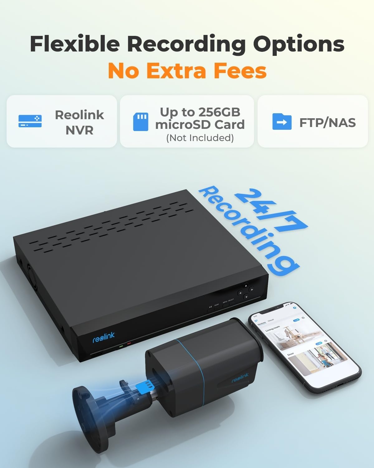 ريو لينك كاميرا مراقبة 4K/8MP بتقنية PoE IP، للمراقبة الخارجية والداخلية، للكشف عن الانسان/المركبات/الحيوانات الاليفة، رؤية ليلية بالاشعة تحت الحمراء 100 قدم، تعمل مع المنزل - الصورة 4