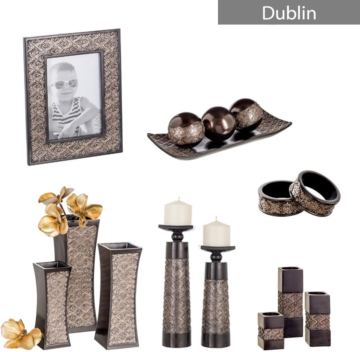 مجموعة صينية وأجرام سماوية لديكور المنزل من Creative Scents Dublin - ديكور طاولة القهوة قطعة مركزية لديكور غرفة المعيشة - وعاء زخرفي مع كرات كروية لديكور طاولة الطعام باللون البني - الصورة 9