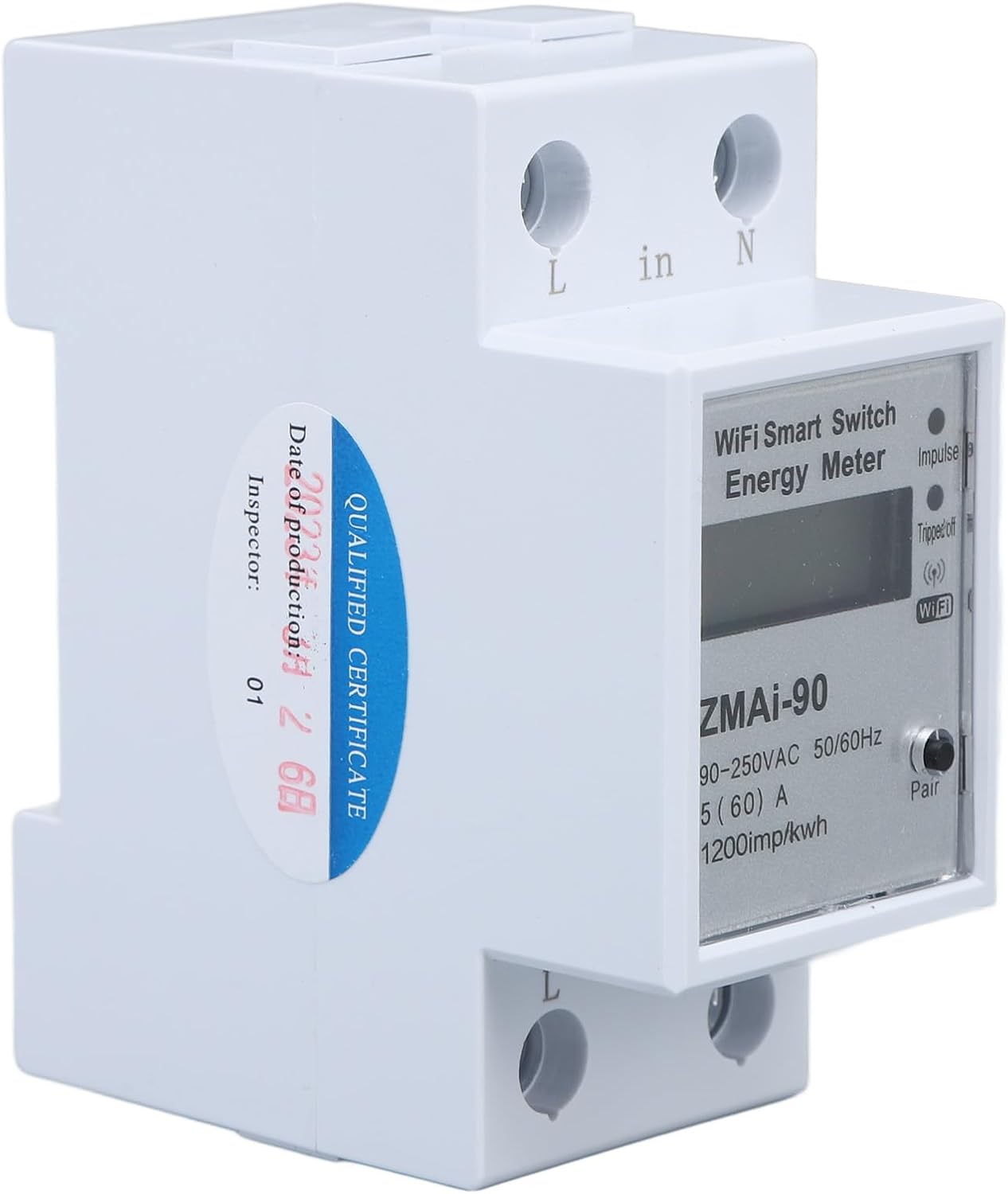 Eacam WiFi مرحلة واحدة عداد الطاقة الذكية التبديل الشاشة الكهربائية لإدارة الطاقة المنزلية، مادة ABS 1.4 X 3.1 X 2.6in - الصورة 7