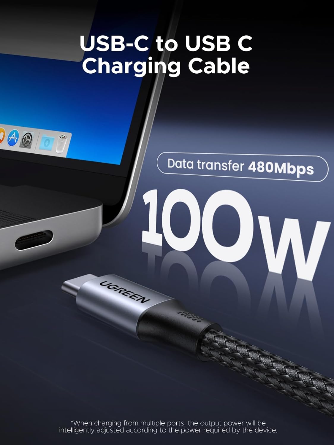 شاحن يوجرين 65 وات من النوع C مع كابل USB C، ومنفذ USB-A وUSB-C، وسماعات توصيل طاقة GaN، وشاحن iPhone، متوافق مع iPhone 17 Pro Max، وMacBook Air، وiPad، وLenovo، وSamsung S25 Ultra. - الصورة 4