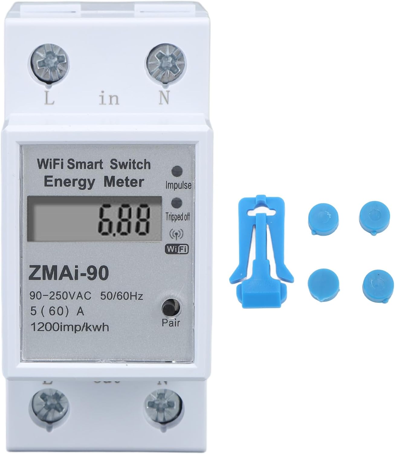 Eacam WiFi مرحلة واحدة عداد الطاقة الذكية التبديل الشاشة الكهربائية لإدارة الطاقة المنزلية، مادة ABS 1.4 X 3.1 X 2.6in - الصورة 6