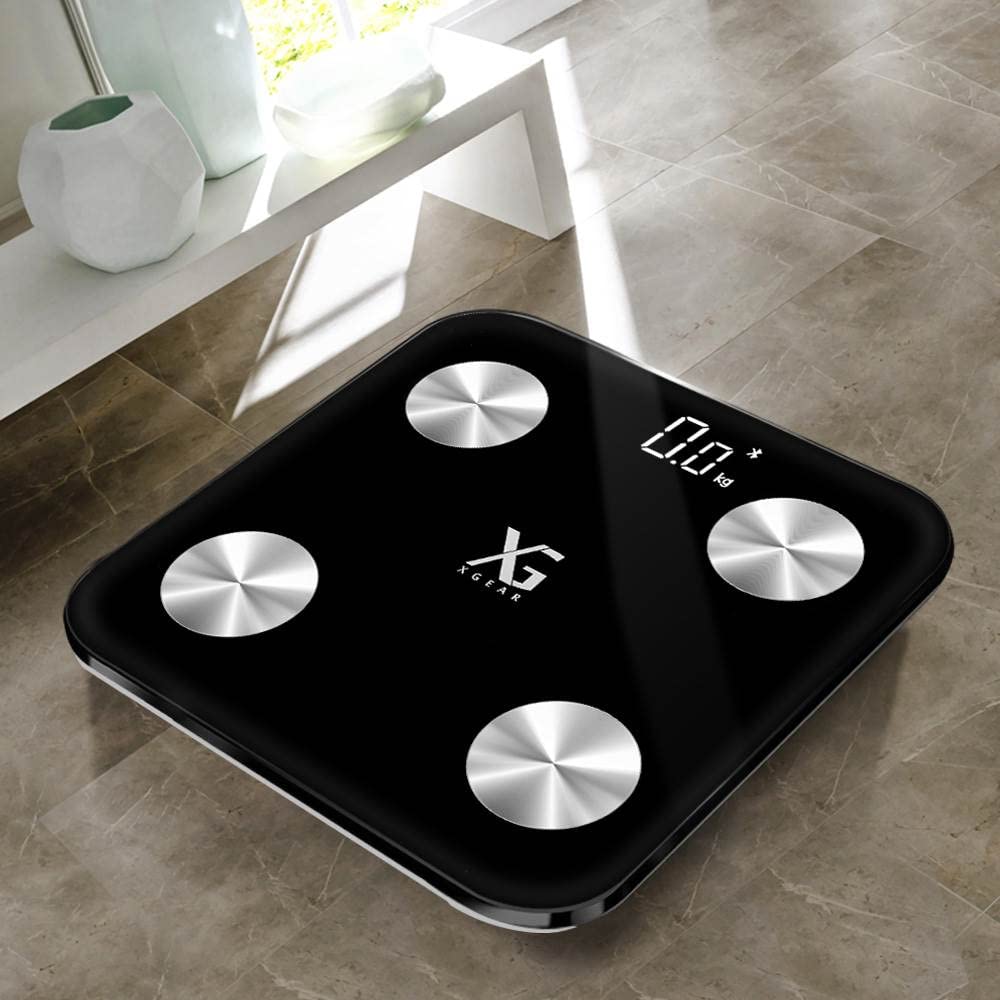 XGEAR - مقياس رقمي ذكي، ميزان إلكتروني ذكي أسود مزود بتقنية Bluetooth وأحدث ميزة لساعة الجسم - تحليل تكوين الجسم - الصورة 2