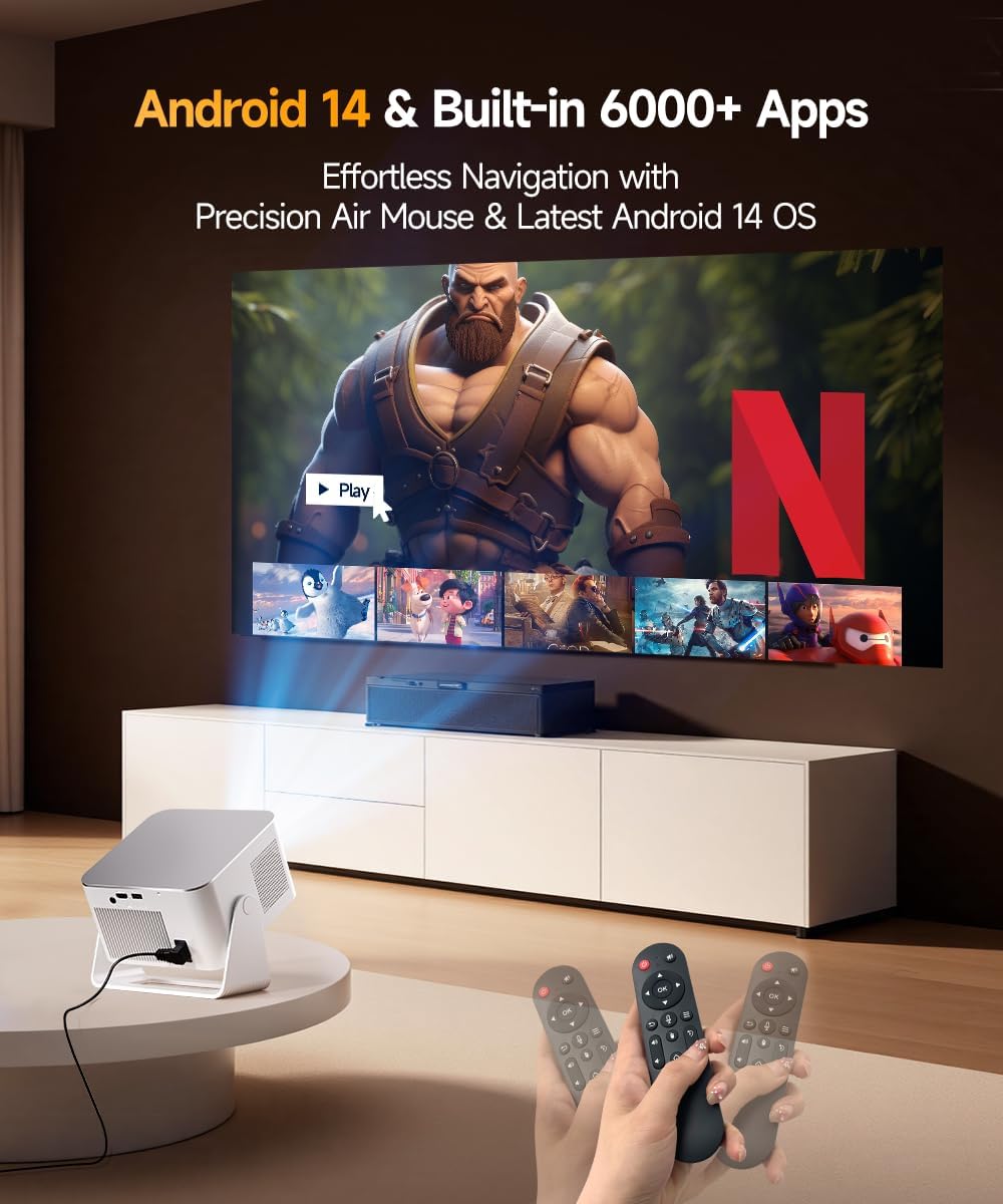 Magcubic Mini Projector with WiFi and Bluetooth, Native 1080P Projector | 600ANSI, Auto Focus & Vertical Keystone, 15W Speaker Smart Proyector for Movie Home Outdoor - الصورة 3