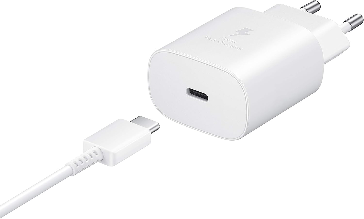 محول طاقة Samsung Samsung USB C بقوة 25 وات وشحن أصلي فائق السرعة بدون كابل أبيض - الصورة 4