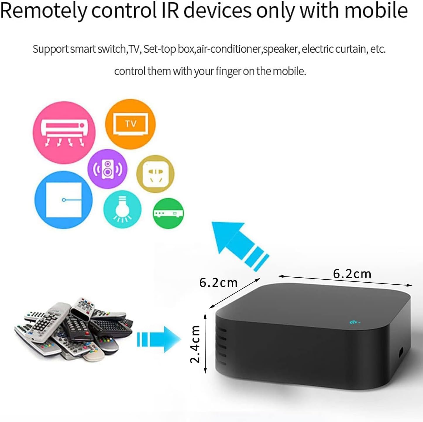جهاز تحكم عن بعد عالمي Aputue WiFi IR RF، جهاز تحكم عن بعد بالأشعة تحت الحمراء مزود بتقنية Tuya مع جهاز مراقبة درجة الحرارة والرطوبة، متوافق مع أنظمة المنزل الذكي - الصورة 2