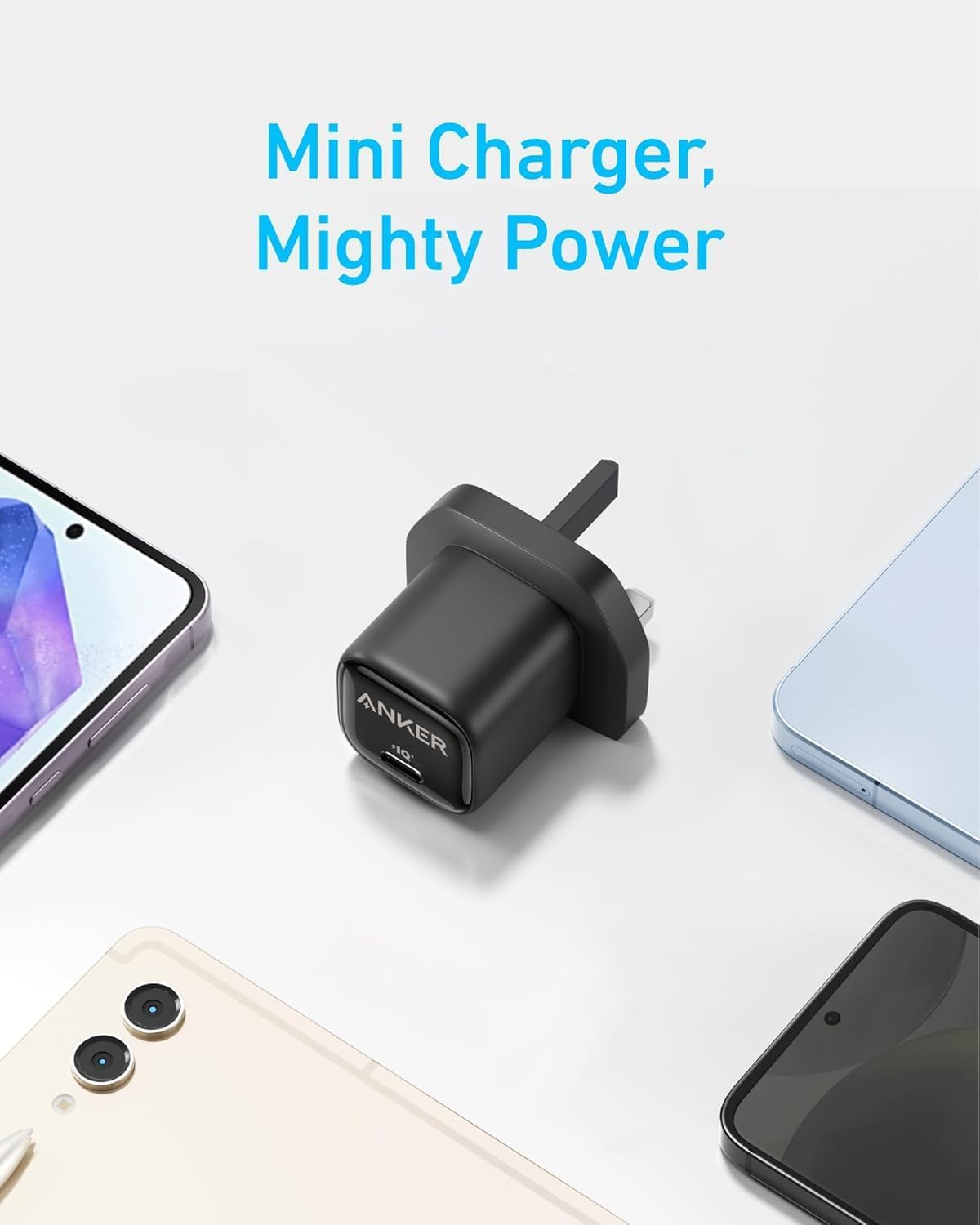 Anker 25W USB C Plug، يدعم PPS الشحن السريع لهاتف Samsung Galaxy S25/S24/Z Fold/Z Flip/Tab، لهاتف iPhone 16/15 (يتضمن كابل USB C بطول 5 أقدام) (أسود) - الصورة 6